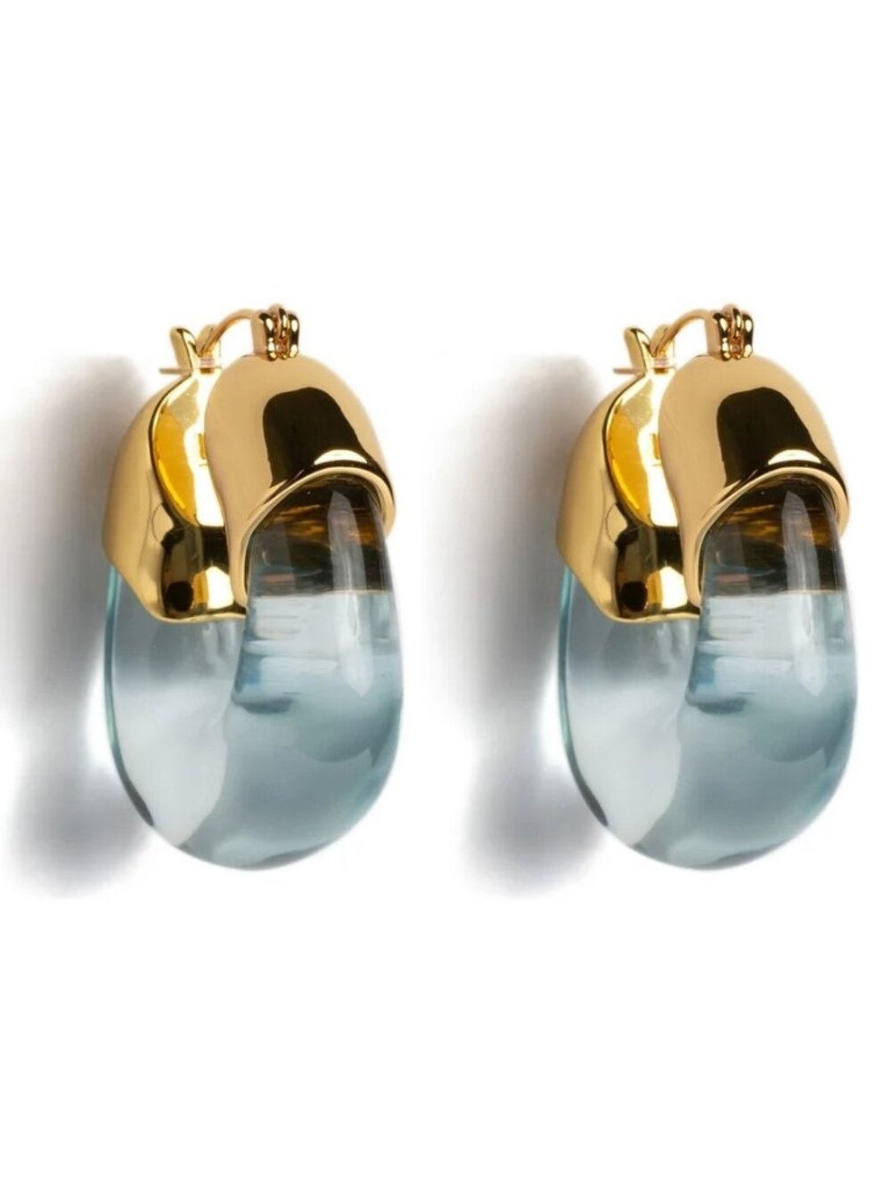 LIZZIE FORTUNATO Gold-plated and resin hoop earrings in Gold Aqua Jewelry